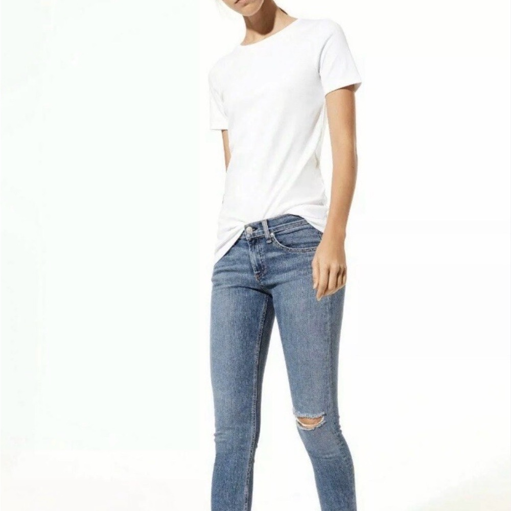 rag & bone White Short Sleeve Crewneck Tee